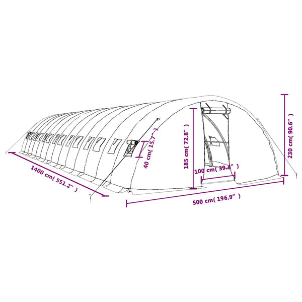 Großes Gewächshaus 70 m² mit Stahlrahmen