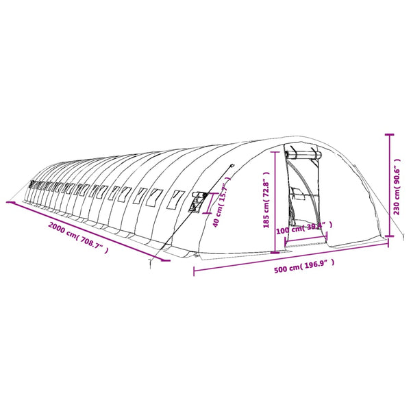 Großes Gewächshaus 100 m² mit Stahlrahmen