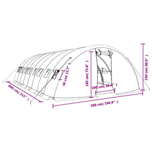 Serre vidaXL avec cadre en acier Blanc 40 m² 8x5x2,3 m