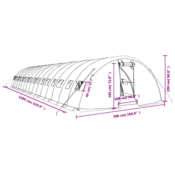 Großes Gewächshaus mit Stahlrahmen, 80 m²