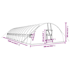 Großes Gewächshaus Stahlrahmen Grün 96 m²