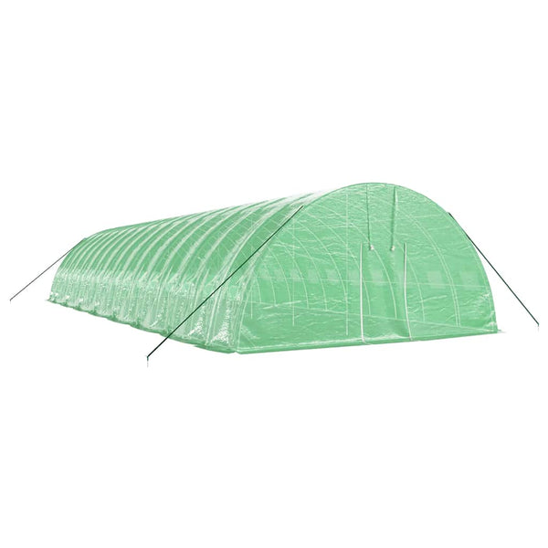 Großes Gewächshaus Stahlrahmen Grün 96 m²