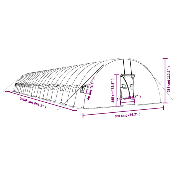 Großes Gewächshaus mit Stahlrahmen 132 m²