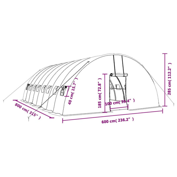 Großes Gewächshaus Stahlrahmen Weiß 48 m²
