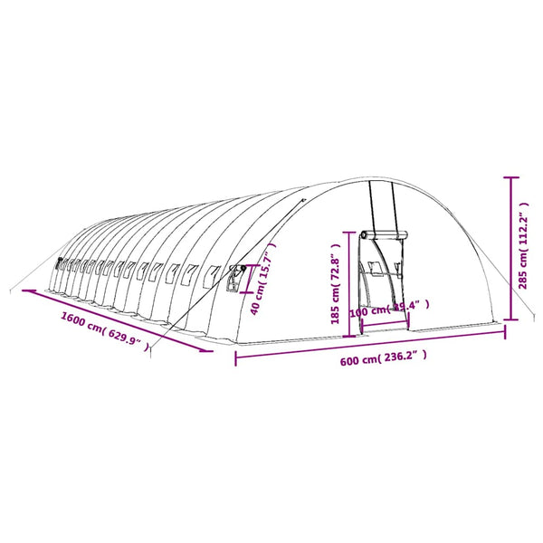 Großes Gewächshaus 96 m² mit Stahlrahmen