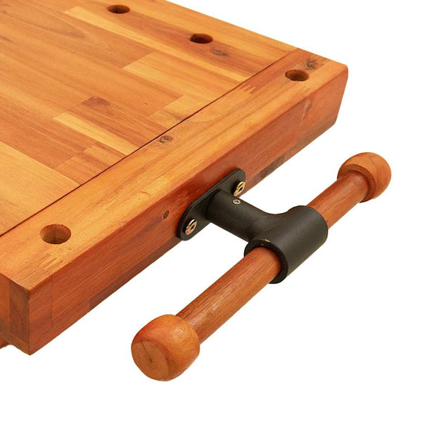 Werkbankplatte Akazie mit Schraubstock 52x44 cm
