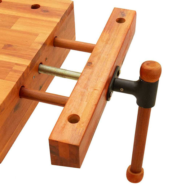 Werkbankplatte Akazie mit Schraubstock 52x44 cm