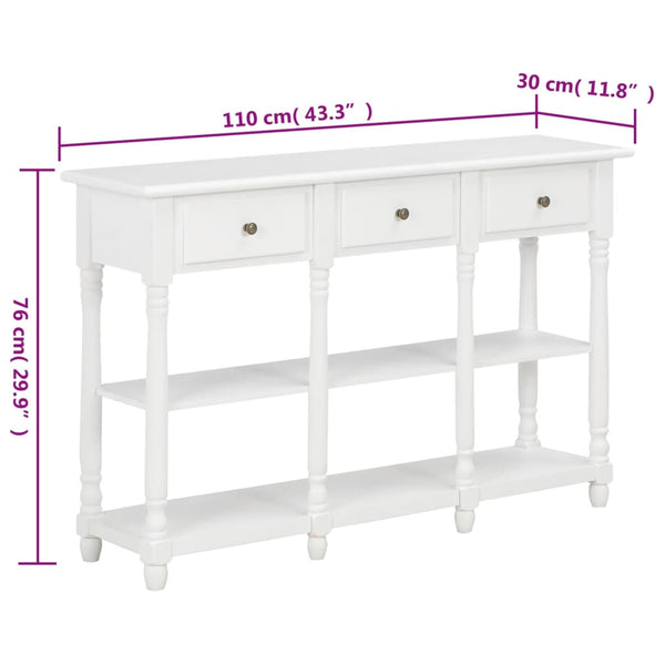 Weißer Konsolentisch 110cm mit Schubladen