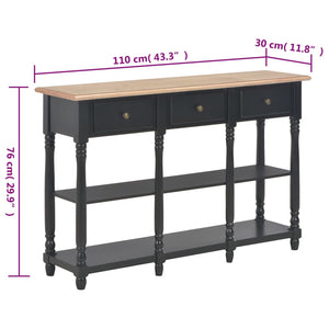 Schwarzer Konsolentisch 110 cm mit Schubladen