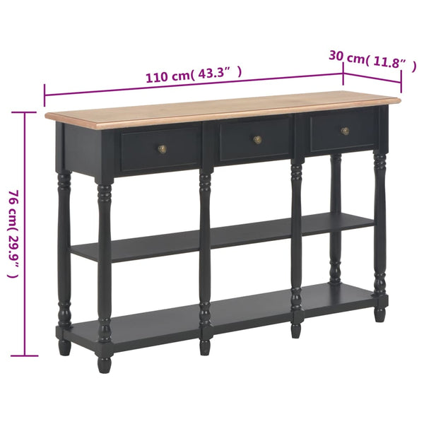 Schwarzer Konsolentisch 110 cm mit Schubladen