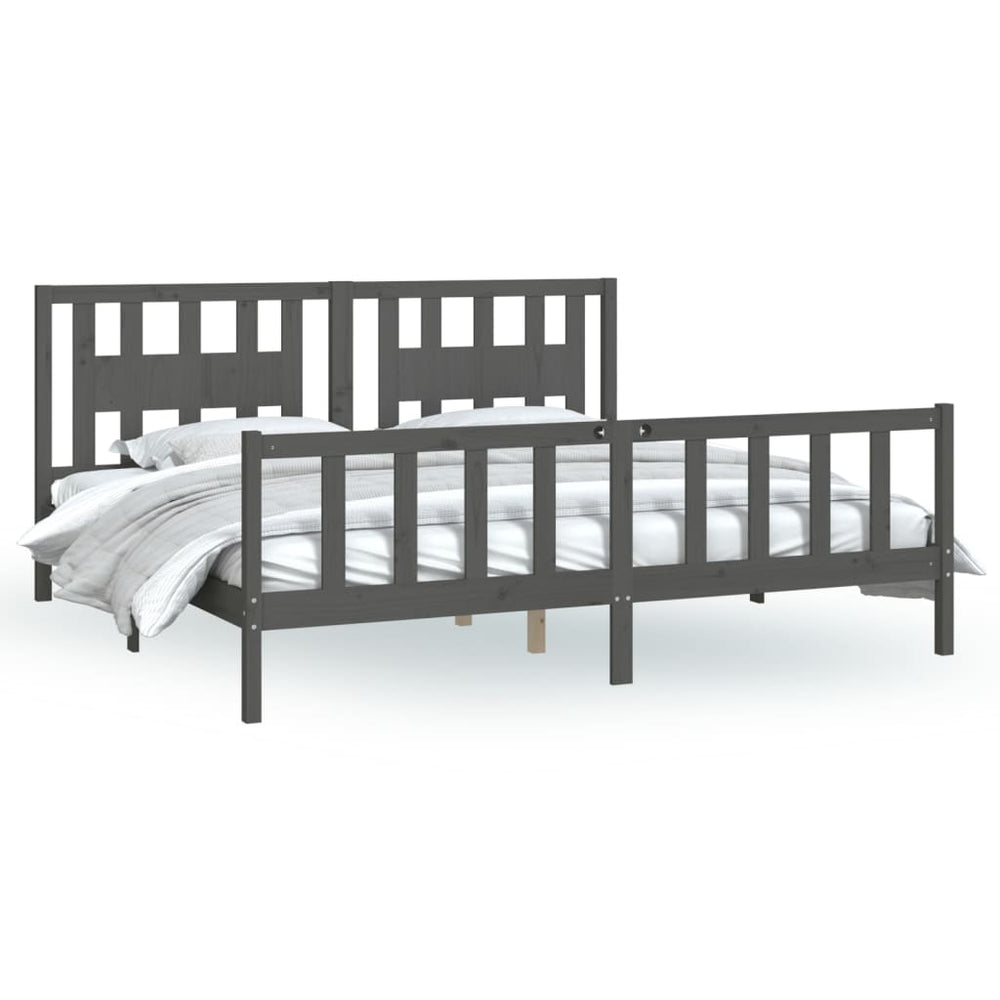 vidaXL Lit en bois massif avec tête de lit Gris pin 200x200 cm