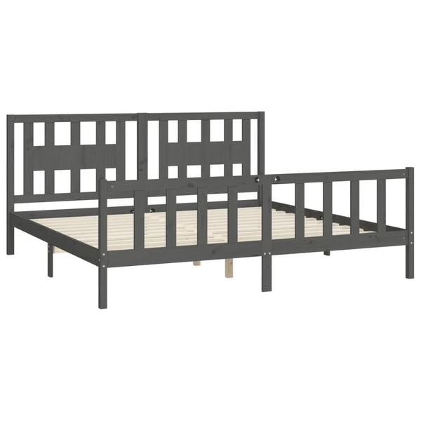 Massivholzbett Kiefer Grau 200x200 cm
