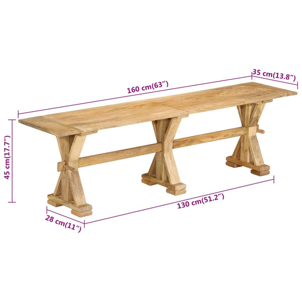 Massivholz Sitzbank Mango 160 cm