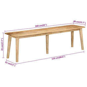 Massivholz Mango Sitzbank, 160 cm
