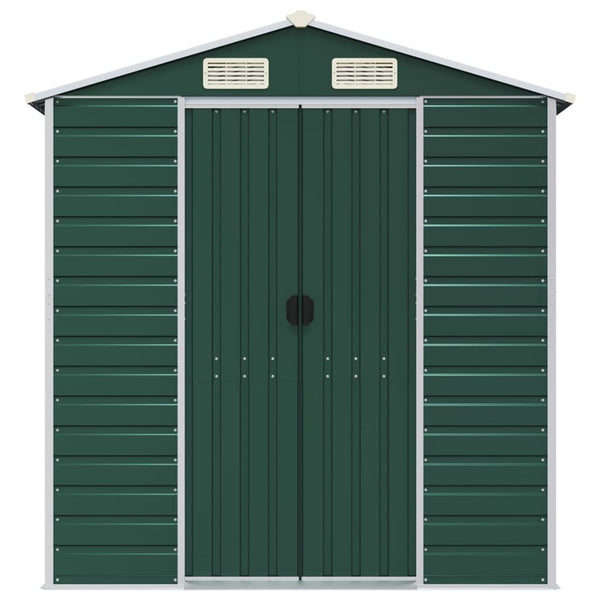 Gerätehaus Grün, Verzinkter Stahl, 191x385x198 cm