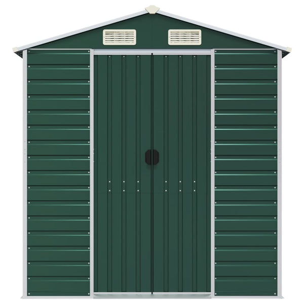 Gerätehaus Grün, Verzinkter Stahl, 191x470x198 cm
