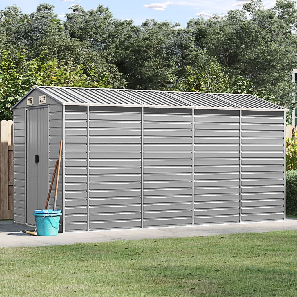 Gartenschuppen Hellgrau Metall 191x385 cm