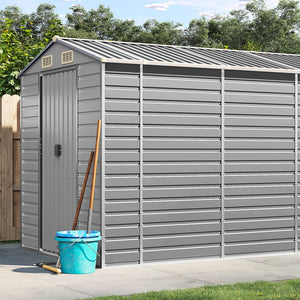 Gartenschuppen Hellgrau Metall 191x555x198cm