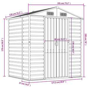 Gerätehaus Anthrazit 191x130x198 cm Stahl
