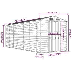 Gerätehaus Anthrazit, 191x555x198 cm, Stahl