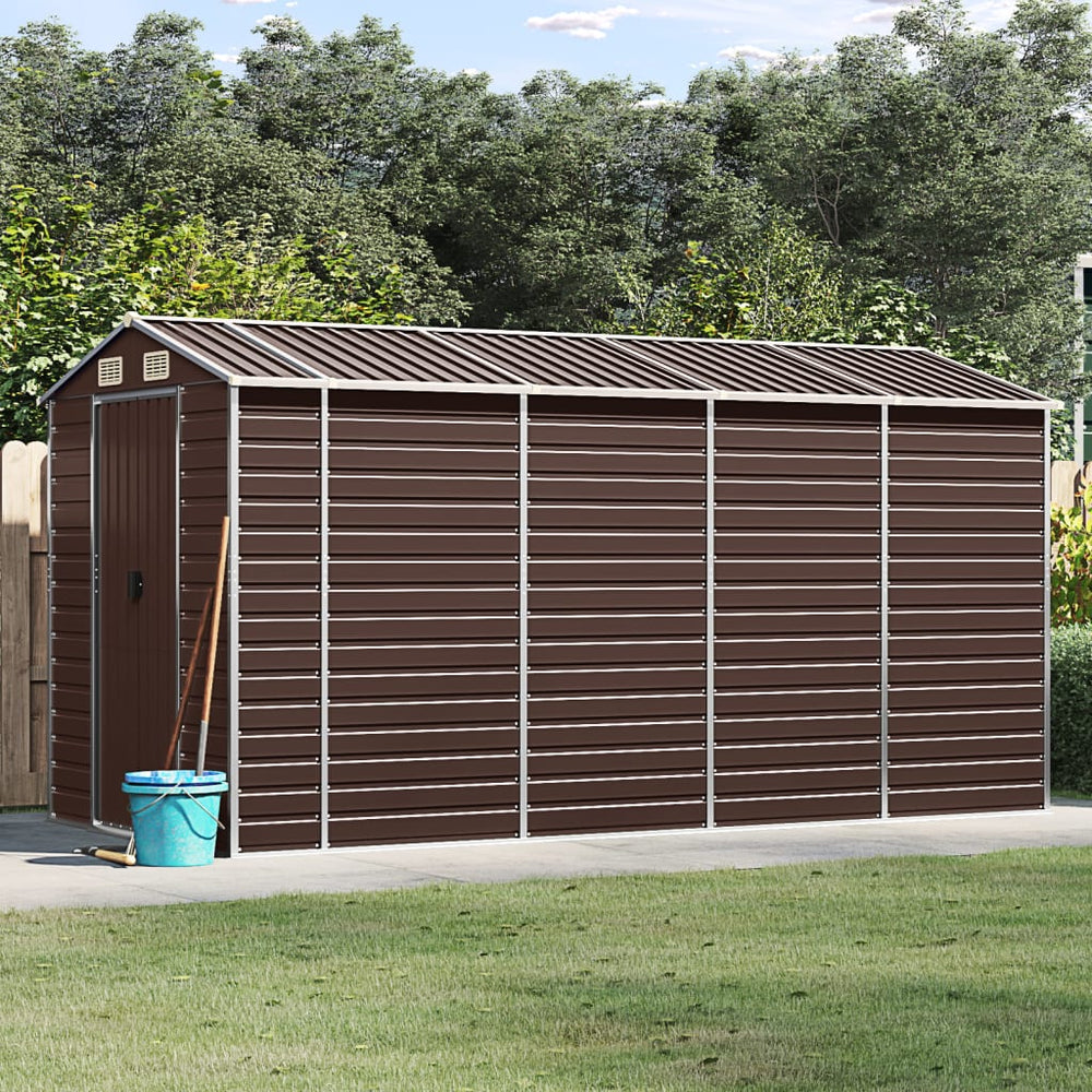 Gartenschuppen Braun Verzinkter Stahl 191x385x198 cm
