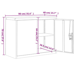 Aktenschrank Weiß Stahl 90x40x110 cm