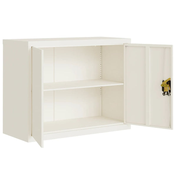 Aktenschrank Weiß Stahl 90x40x110 cm