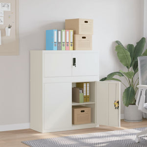 Aktenschrank Weiß Stahl 90x40x110 cm