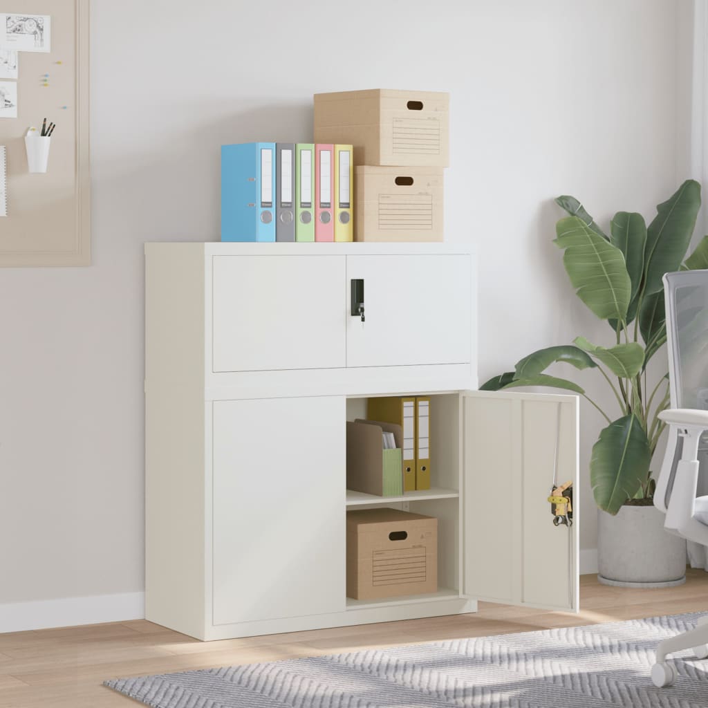 Aktenschrank Weiß Stahl 90x40x110 cm