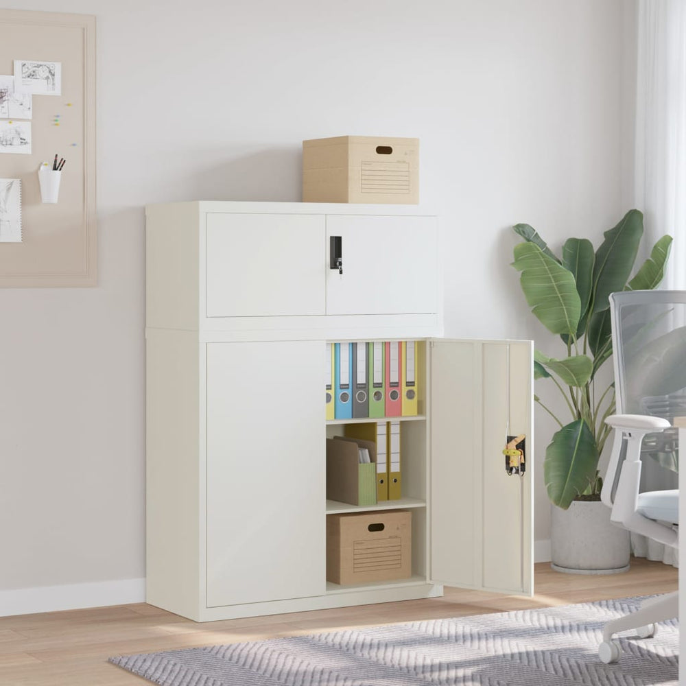 Aktenschrank Weiß Stahl 90x40x130cm
