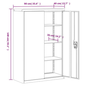 Aktenschrank Weiß Stahl 90x40x180 cm