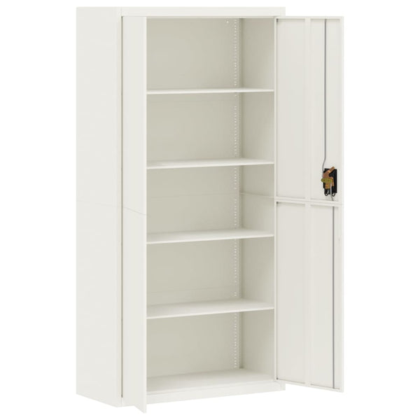 Aktenschrank Weiß Stahl 90x40x220 cm