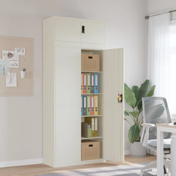 Aktenschrank Weiß Stahl 90x40x220 cm