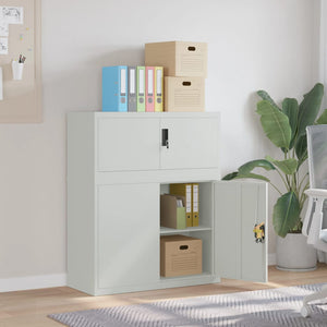 Aktenschrank Hellgrau Stahl 90x40x110 cm