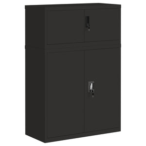 Aktenschrank Schwarz Stahl 90x40x130cm