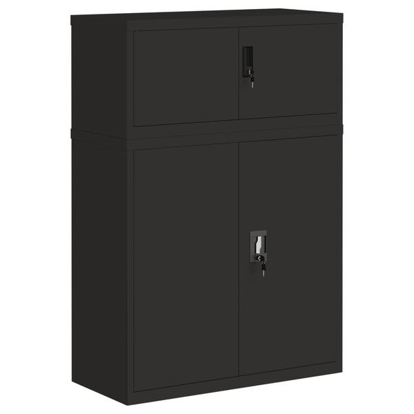 Aktenschrank Schwarz Stahl 90x40x130cm