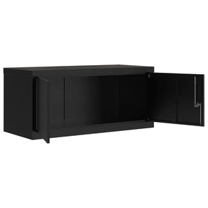 Aktenschrank Schwarz Stahl 90x40x130cm
