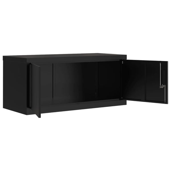 Aktenschrank Schwarz Stahl 90x40x130cm