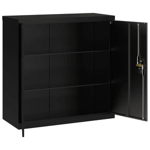 Aktenschrank Schwarz Stahl 90x40x130cm