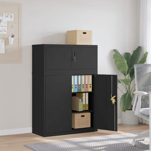Aktenschrank Schwarz Stahl 90x40x130cm