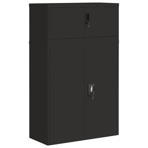 Aktenschrank Schwarz Stahl 90x40x145 cm