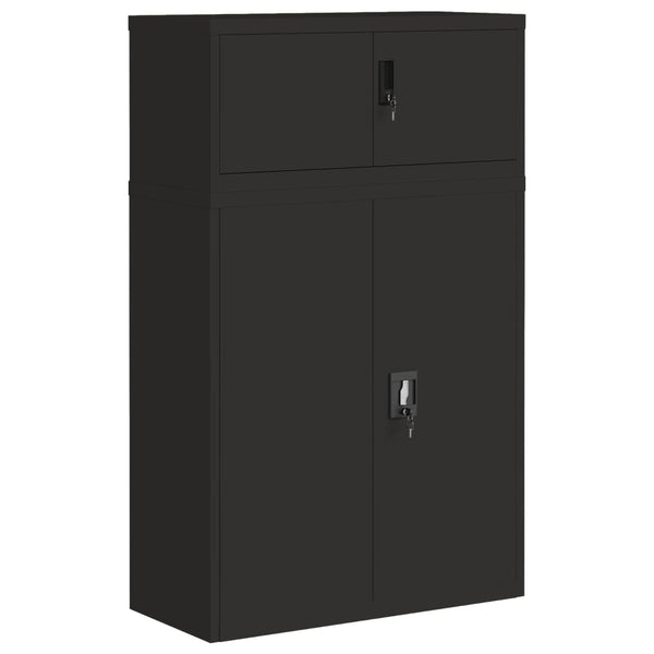 Aktenschrank Schwarz Stahl 90x40x145 cm