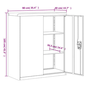 Aktenschrank Schwarz Stahl 90x40x145 cm