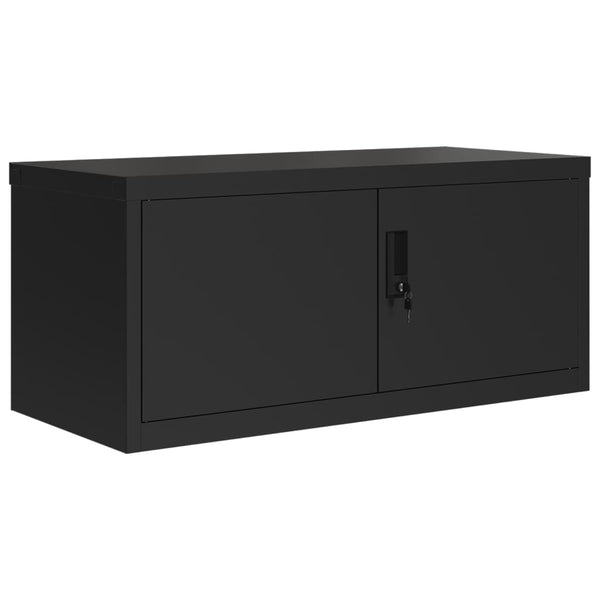 Aktenschrank Schwarz Stahl 90x40x145 cm