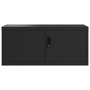 Aktenschrank Schwarz Stahl 90x40x145 cm