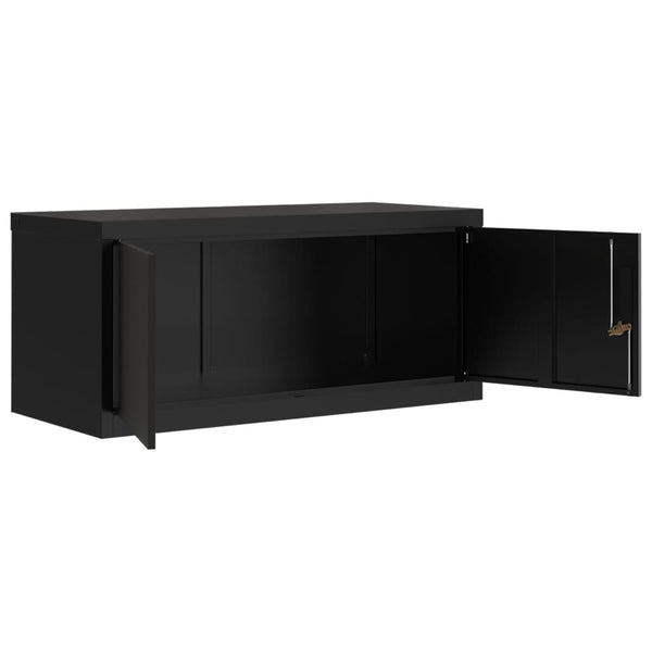 Aktenschrank Schwarz Stahl 90x40x145 cm