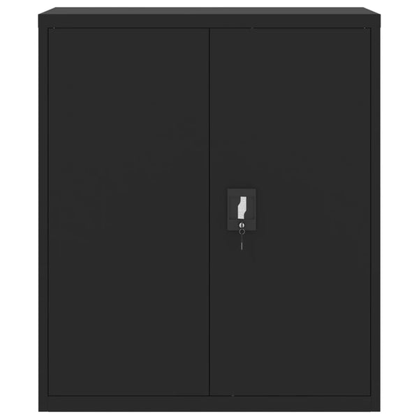 Aktenschrank Schwarz Stahl 90x40x145 cm