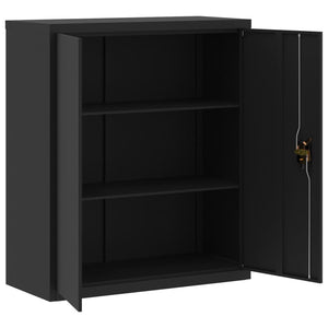 Aktenschrank Schwarz Stahl 90x40x145 cm