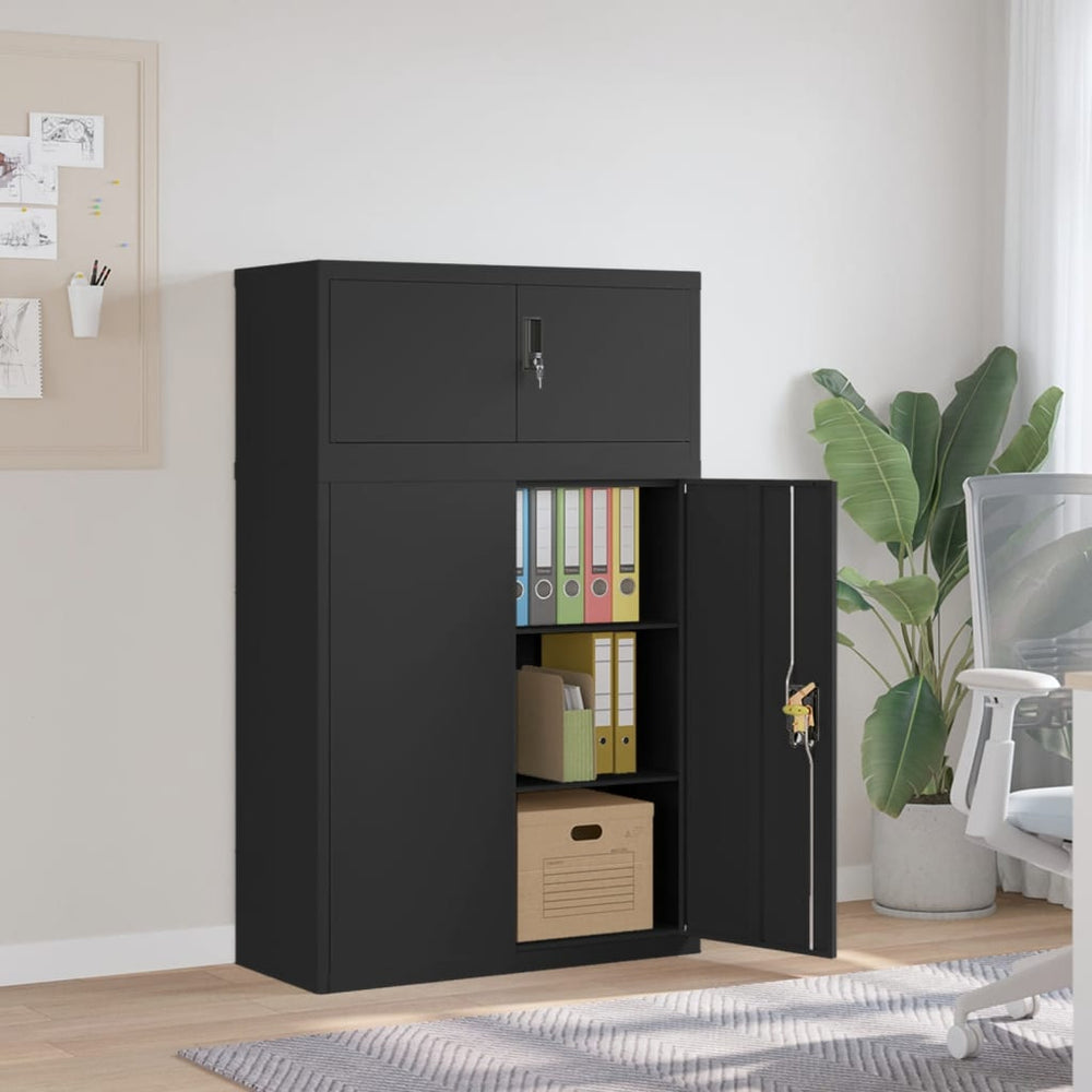 Aktenschrank Schwarz Stahl 90x40x145 cm