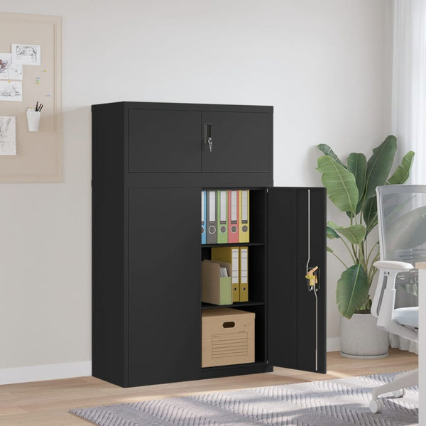 Aktenschrank Schwarz Stahl 90x40x145 cm